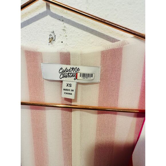 COLOR ME COURTNEY White Multicolor Stripes Taira Front Slit Wrap Dress size XS - Picture 8 of 16